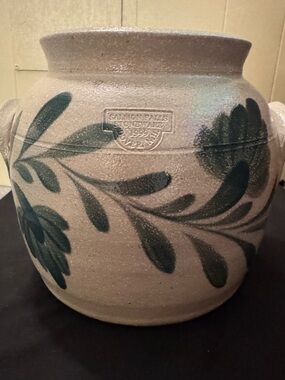 Salmon Falls Stoneware Pennsylvania Green Cookie Jar ~ Vintage 1998 (No Lid)